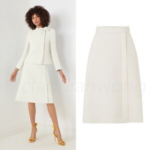 JANE ATELIER Penny 100% Wool Skirt in Cream White
